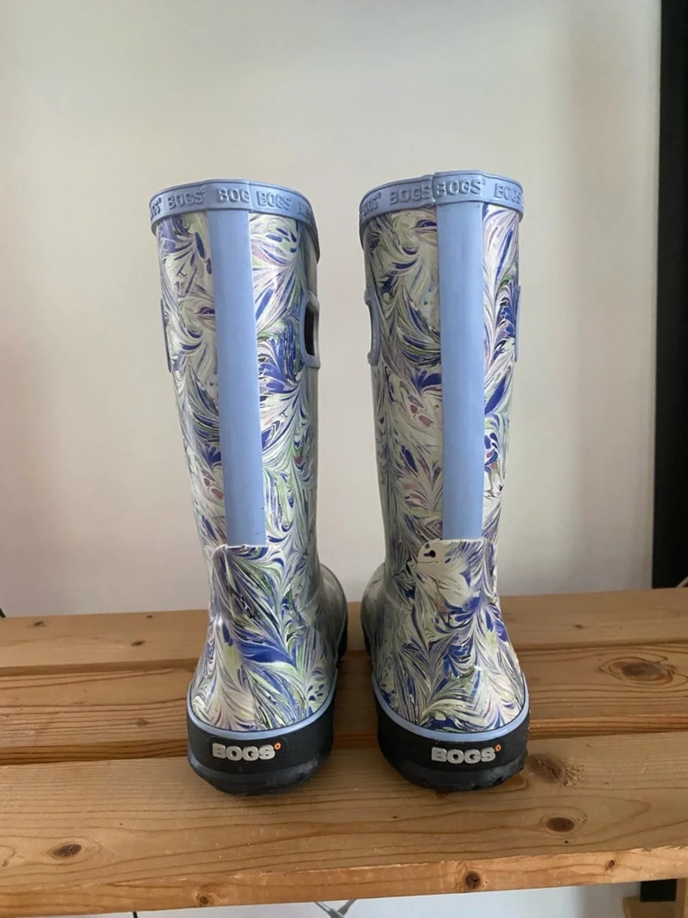 BOGS Purple Blue Periwinkle Marble Pull On Rain Boots Youth 2